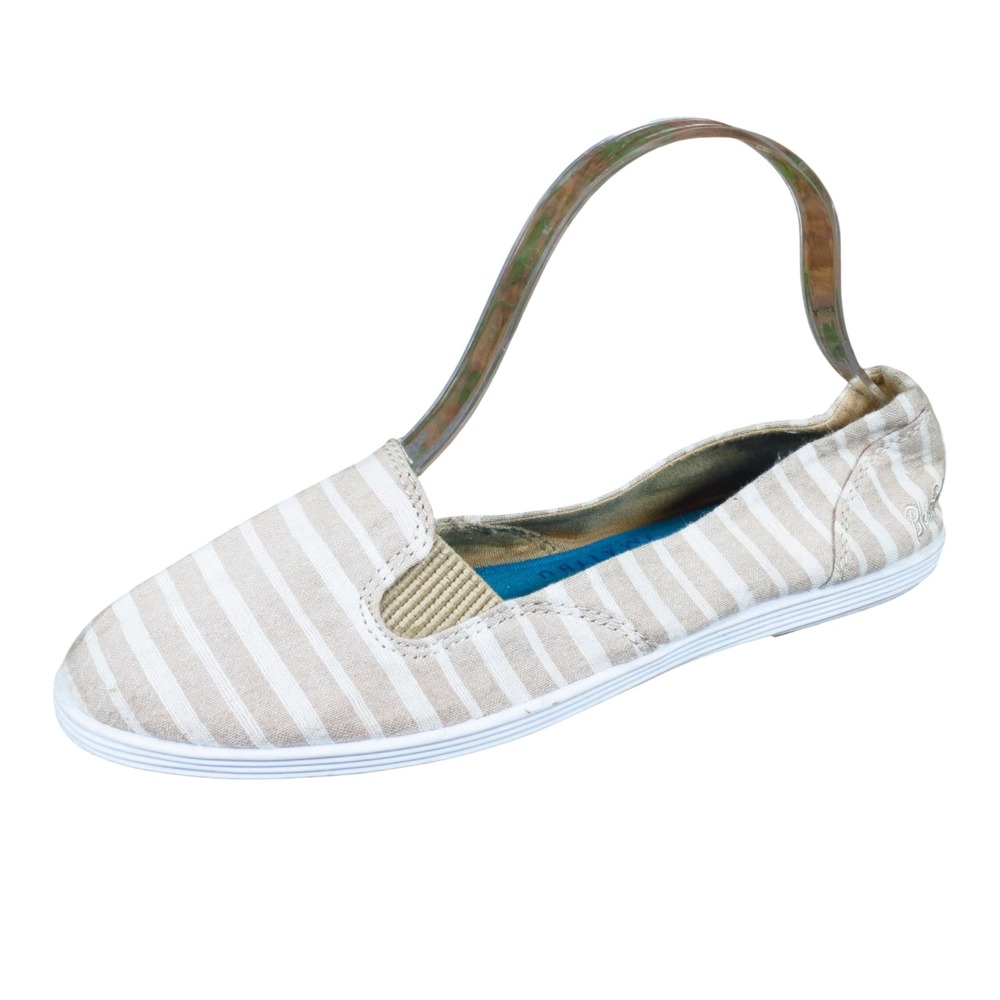 Casual Beige Striped Women's Slip-On Flats